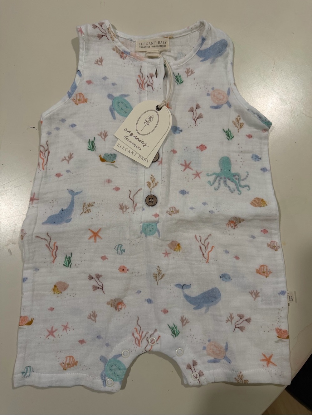 Elegant Baby Organics cotton romper, NWTs, 3-6 months